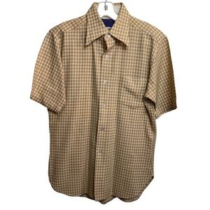 Vtg Pendleton Wool Shirt M Yellow Gingham Check Plaid S/S 100% Virgin Wool Cabin